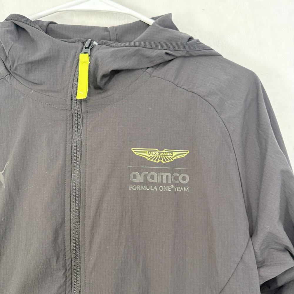 Puma Aston Martin Windbreaker Jacket Men XS Gray Full Zip Formular One F1 Racing - Picture 2 of 9